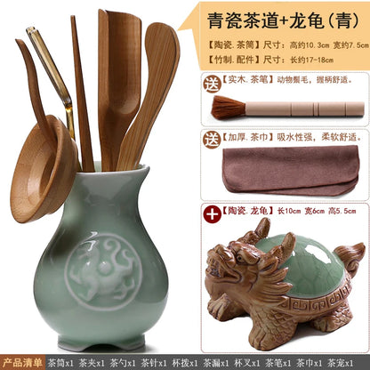 Heat Insulation Bamboo Tray, Tea Cup Pad, Tea Holder, Kungfu Accessories, Tea Ceremony, Six Gentlemen, Clip, Teaspoon