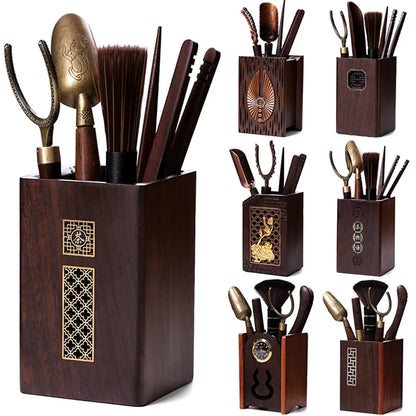 Heat Insulation Bamboo Tray, Tea Cup Pad, Tea Holder, Kungfu Accessories, Tea Ceremony, Six Gentlemen, Clip, Teaspoon
