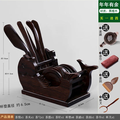 Heat Insulation Bamboo Tray, Tea Cup Pad, Tea Holder, Kungfu Accessories, Tea Ceremony, Six Gentlemen, Clip, Teaspoon