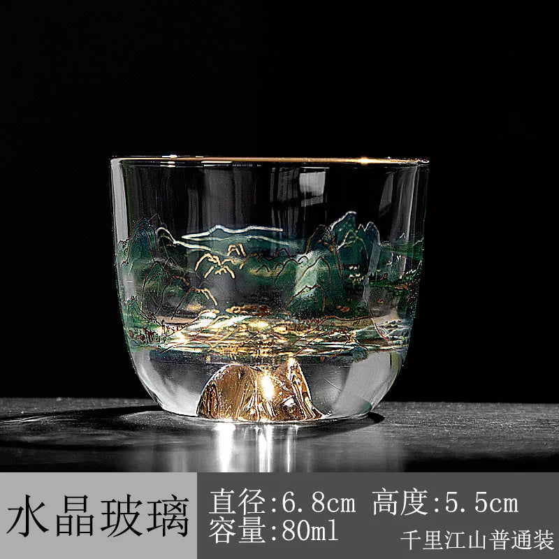 Heat Resistant Glass Cup Double Dragons Playing with Beads Kungfu Tea Set Lead Free Glass for Pu 'er Tea Business Gifts