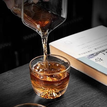 Heat Resistant Glass Cup Double Dragons Playing with Beads Kungfu Tea Set Lead Free Glass for Pu 'er Tea Business Gifts