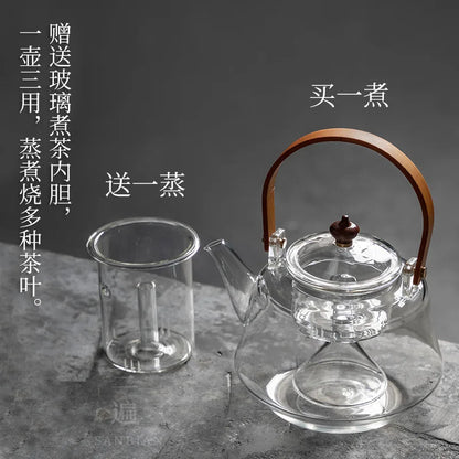Heat-Resistant Glass Large Loop-Handled Teapot Teapot Tea Cooker Scented Tea Steam Teapot Kettle Black Tea Electric Ceramic St