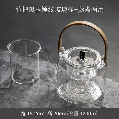 Heat-Resistant Glass Large Loop-Handled Teapot Teapot Tea Cooker Scented Tea Steam Teapot Kettle Black Tea Electric Ceramic St