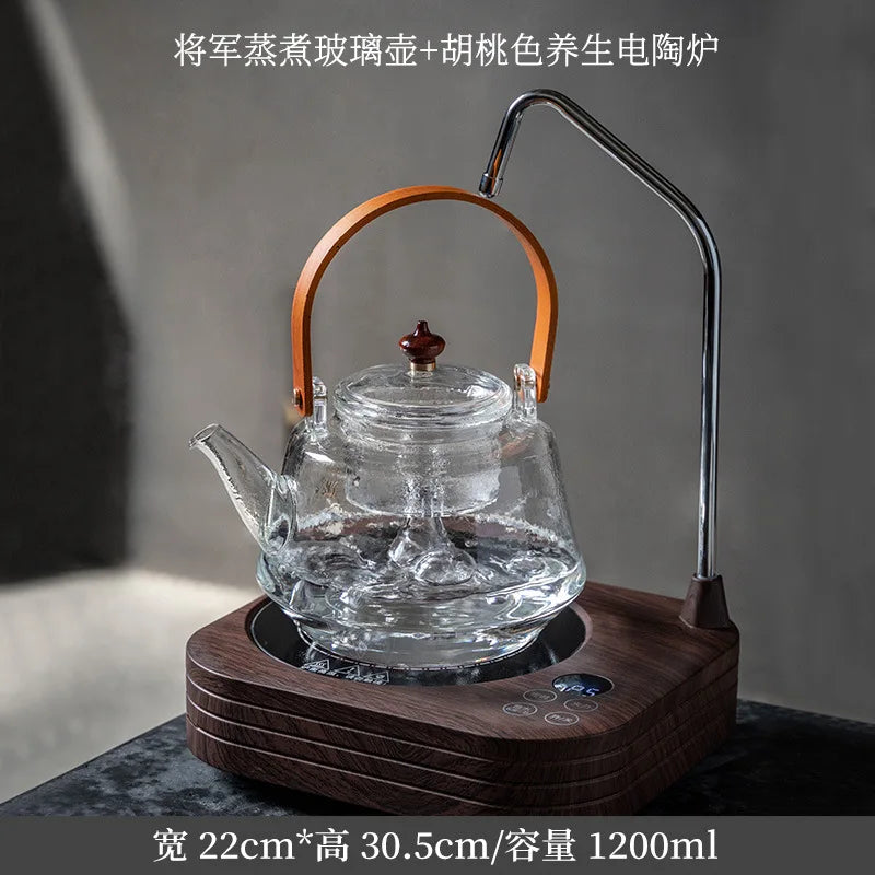 Heat-Resistant Glass Large Loop-Handled Teapot Teapot Tea Cooker Scented Tea Steam Teapot Kettle Black Tea Electric Ceramic St