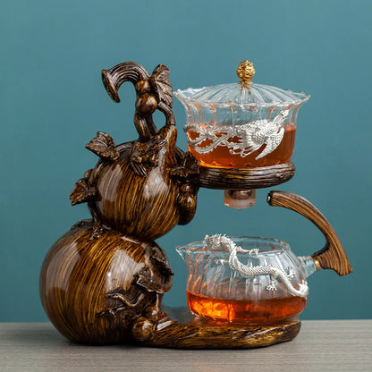 Heat-Resistant Glass Tea Set Magnetic Water Diversion Rotating Cover Bowl Automatic Tea Maker Lazy Kungfu Teapot Drinking