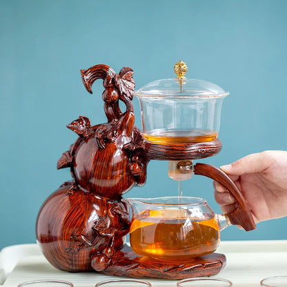 Heat-Resistant Glass Tea Set Magnetic Water Diversion Rotating Cover Bowl Automatic Tea Maker Lazy Kungfu Teapot Drinking