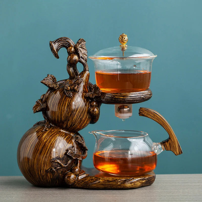 Heat-Resistant Glass Tea Set Magnetic Water Diversion Rotating Cover Bowl Automatic Tea Maker Lazy Kungfu Teapot Drinking