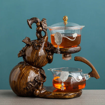 Heat-Resistant Glass Tea Set Magnetic Water Diversion Rotating Cover Bowl Automatic Tea Maker Lazy Kungfu Teapot Drinking