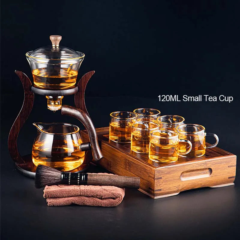Heat-Resistant Glass Tea Set Magnetic Water Diversion Rotating Cover Bowl Automatic Tea Maker Lazy Kungfu Teapot Drinking