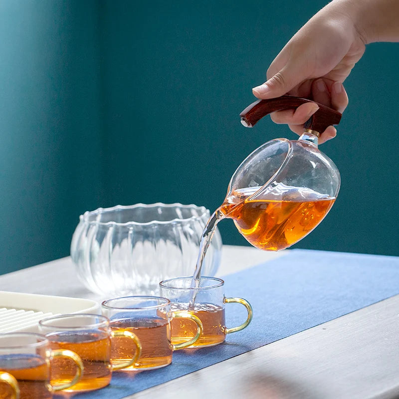 Heat-Resistant Glass Tea Set Magnetic Water Diversion Rotating Cover Bowl Automatic Tea Maker Lazy Kungfu Teapot Drinking