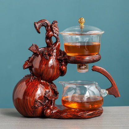 Heat-Resistant Glass Tea Set Magnetic Water Diversion Rotating Cover Bowl Automatic Tea Maker Lazy Kungfu Teapot Drinking