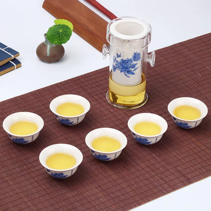 Heat-Resistant Glass Tea Set with Cup, Chinese Kung Fu Flower, Ceramic Teapot with Filter Kettle, 240ml