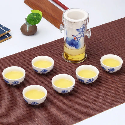 Heat-Resistant Glass Tea Set with Cup, Chinese Kung Fu Flower, Ceramic Teapot with Filter Kettle, 240ml