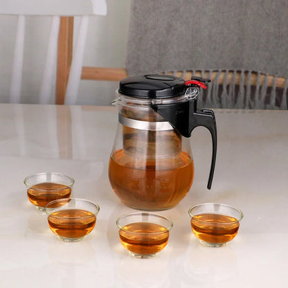 Heat Resistant Glass Tea set 1pot + 4cups Teapot kung fu Teaware Puer Kettle Coffee Glass Maker Convenient Office Tea Pot