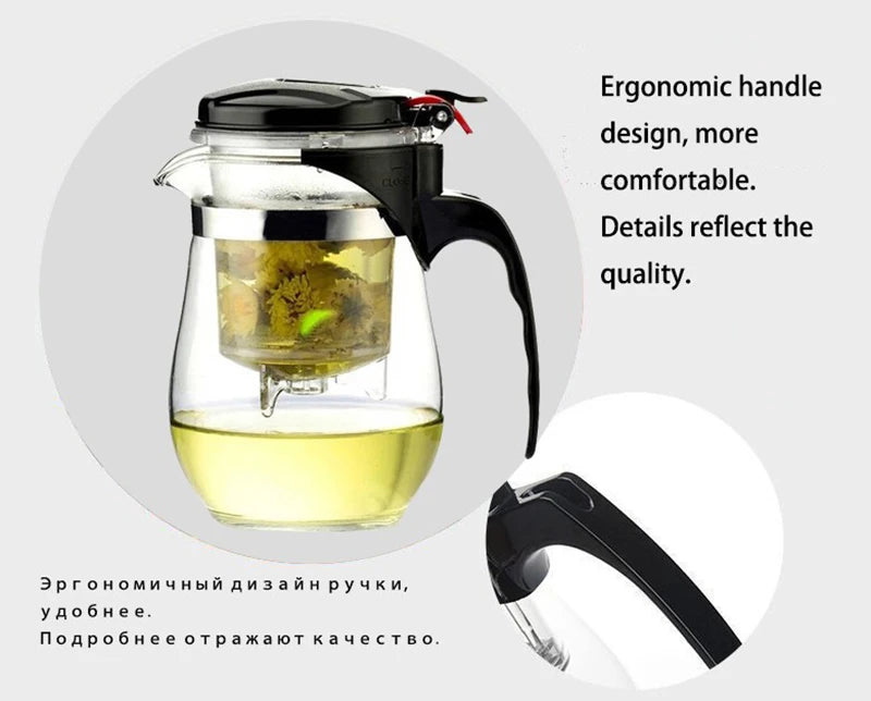 Heat Resistant Glass Tea set 1pot + 4cups Teapot kung fu Teaware Puer Kettle Coffee Glass Maker Convenient Office Tea Pot