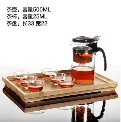 Heat Resistant Glass Teapot, Chinese Tea Set, Straight Kettle, Coffee Glass Maker, Portable Office Tea Pot with Filter, 500ml