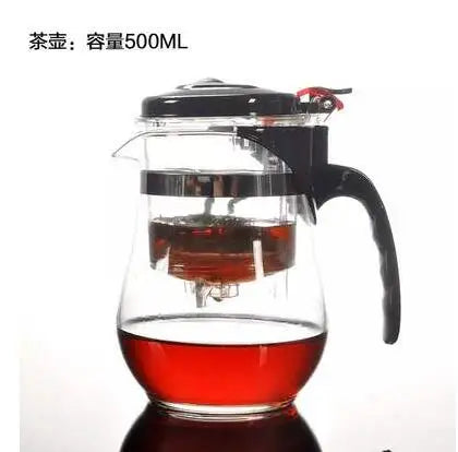 Heat Resistant Glass Teapot, Chinese Tea Set, Straight Kettle, Coffee Glass Maker, Portable Office Tea Pot with Filter, 500ml