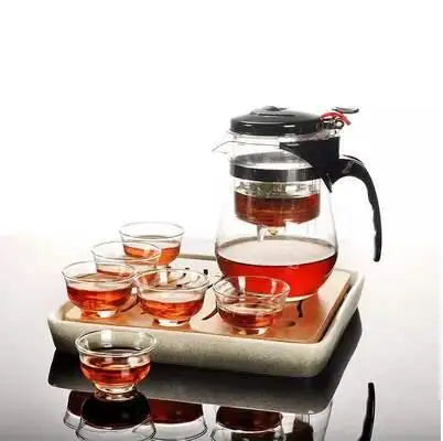 Heat Resistant Glass Teapot, Chinese Tea Set, Straight Kettle, Coffee Glass Maker, Portable Office Tea Pot with Filter, 500ml