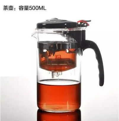 Heat Resistant Glass Teapot, Chinese Tea Set, Straight Kettle, Coffee Glass Maker, Portable Office Tea Pot with Filter, 500ml