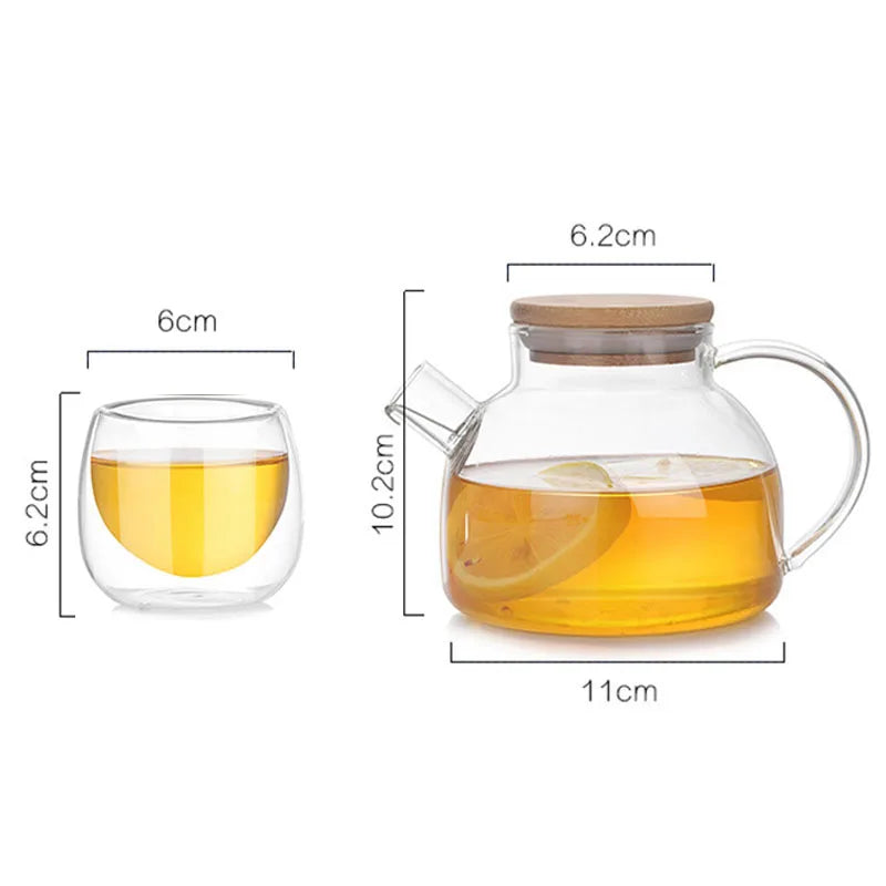 Heat Resistant Glass Teapot Puer Kettle Tea Infuser Kettle Coffee Cup Teawear Set High Borosilicate Thickening Heatable Pot