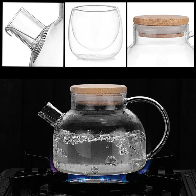 Heat Resistant Glass Teapot Puer Kettle Tea Infuser Kettle Coffee Cup Teawear Set High Borosilicate Thickening Heatable Pot