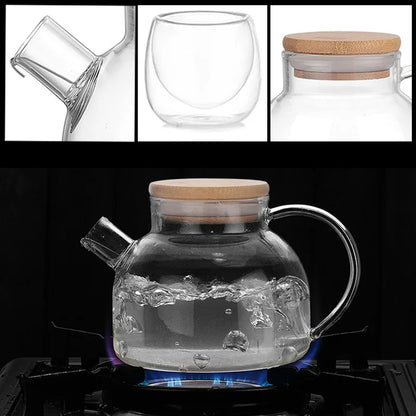 Heat Resistant Glass Teapot Puer Kettle Tea Infuser Kettle Coffee Cup Teawear Set High Borosilicate Thickening Heatable Pot