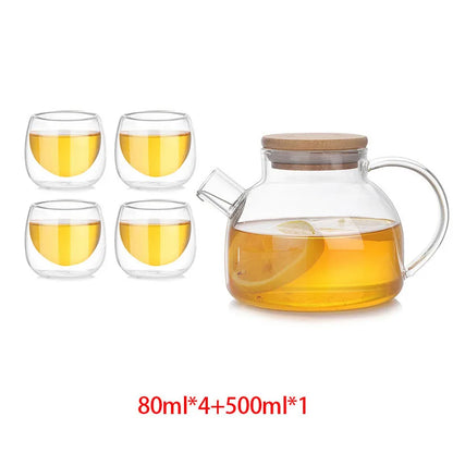 Heat Resistant Glass Teapot Puer Kettle Tea Infuser Kettle Coffee Cup Teawear Set High Borosilicate Thickening Heatable Pot