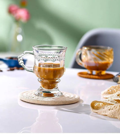Heat Resistant Thick Glass Cup Luxurious European Style Teacup Coffee Cup Healthy Drink Mug Tea Mugs Free Shipping