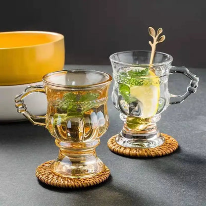Heat Resistant Thick Glass Cup Luxurious European Style Teacup Coffee Cup Healthy Drink Mug Tea Mugs Free Shipping