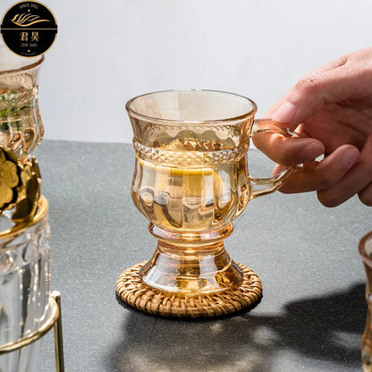 Heat Resistant Thick Glass Cup Luxurious European Style Teacup Coffee Cup Healthy Drink Mug Tea Mugs Free Shipping