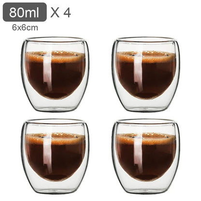 Heat-resistant Double Wall Glass Cup 80/250/350/450ml Beer Espresso Coffee Cup Set Handmade Beer Mug Tea glass Cups Drinkware