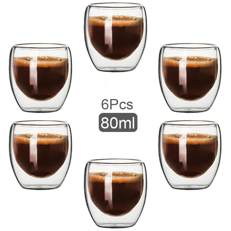 Heat-resistant Double Wall Glass Cup 80/250/350/450ml Beer Espresso Coffee Cup Set Handmade Beer Mug Tea glass Cups Drinkware