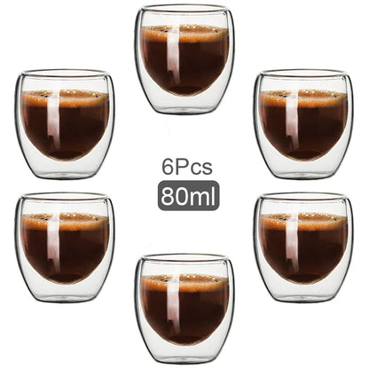 Heat-resistant Double Wall Glass Cup 80/250/350/450ml Beer Espresso Coffee Cup Set Handmade Beer Mug Tea glass Cups Drinkware
