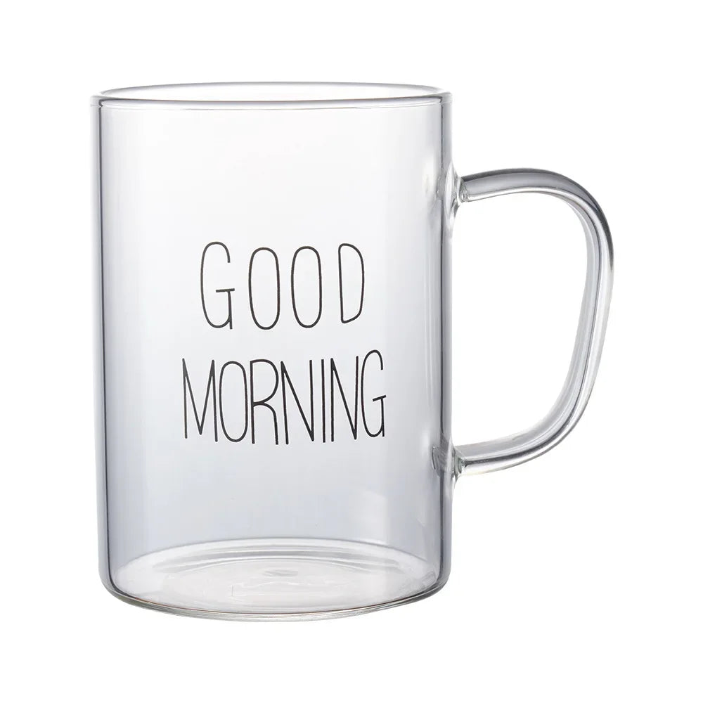 Heat-resistant Glass Breakfast Mug 400ml Coffee Mugs Free Shipping Drinking Glasses for Drinks Cup of Coffee Tea Drinkware Cups