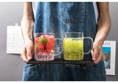 Heat-resistant Glass Breakfast Mug 400ml Coffee Mugs Free Shipping Drinking Glasses for Drinks Cup of Coffee Tea Drinkware Cups