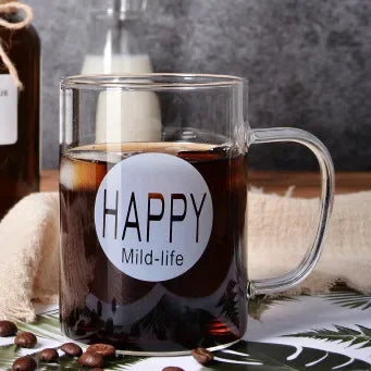 Heat-resistant Glass Breakfast Mug 400ml Coffee Mugs Free Shipping Drinking Glasses for Drinks Cup of Coffee Tea Drinkware Cups