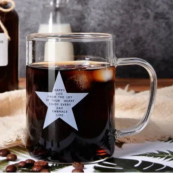 Heat-resistant Glass Breakfast Mug 400ml Coffee Mugs Free Shipping Drinking Glasses for Drinks Cup of Coffee Tea Drinkware Cups