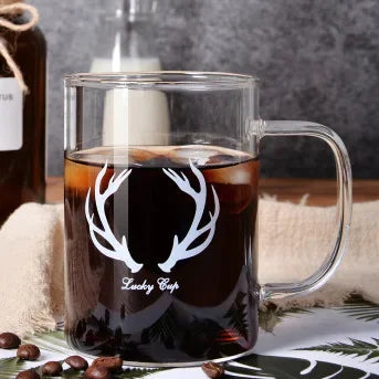 Heat-resistant Glass Breakfast Mug 400ml Coffee Mugs Free Shipping Drinking Glasses for Drinks Cup of Coffee Tea Drinkware Cups