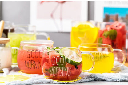 Heat-resistant Glass Breakfast Mug 400ml Coffee Mugs Free Shipping Drinking Glasses for Drinks Cup of Coffee Tea Drinkware Cups