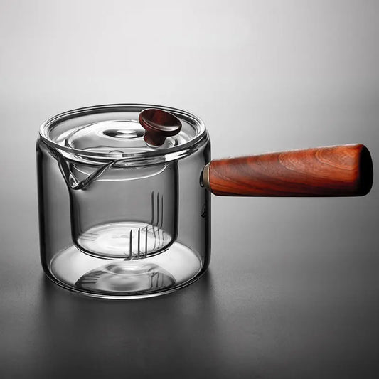 Heat-resistant Glass Filter Teapot, Health Pot Side Tea Set Maker, Big Capacity, High Borosilicate Glass, Hand Blown Flower, 540