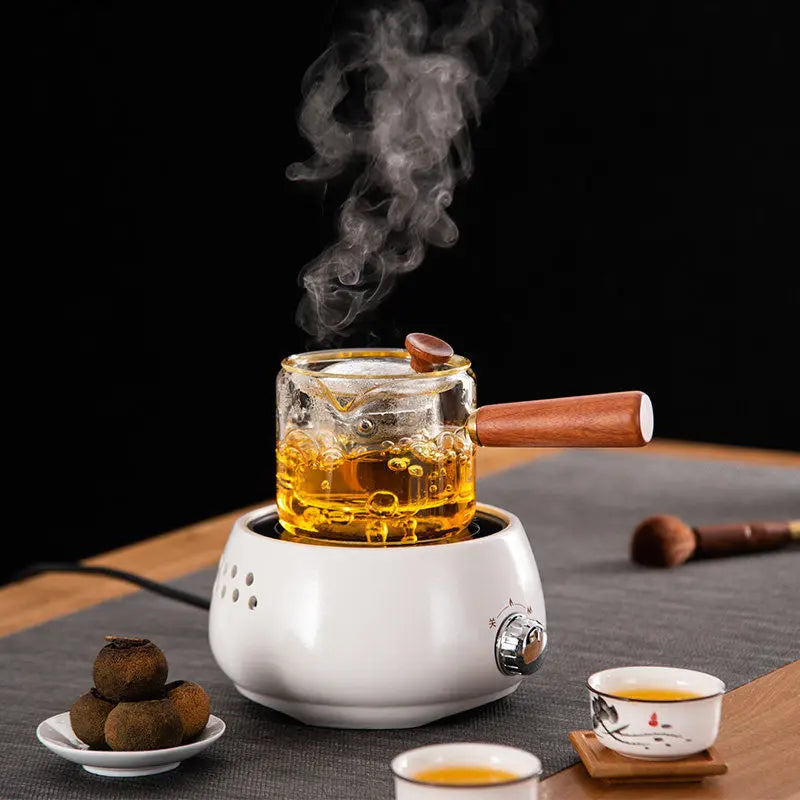 Heat-resistant Glass Filter Teapot, Health Pot Side Tea Set Maker, Big Capacity, High Borosilicate Glass, Hand Blown Flower, 540