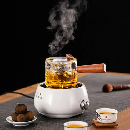 Heat-resistant Glass Filter Teapot, Health Pot Side Tea Set Maker, Big Capacity, High Borosilicate Glass, Hand Blown Flower, 540