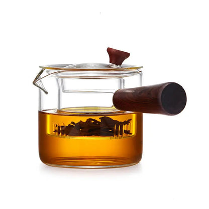 Heat-resistant Glass Filter Teapot, Health Pot Side Tea Set Maker, Big Capacity, High Borosilicate Glass, Hand Blown Flower, 540