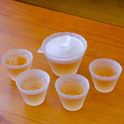 Heat-resistant Glass Teaware Set with Frosted Finish Japanese Style Gongfu Teacups and Simple Tea Brewing Tools