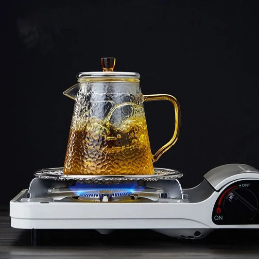 Heat-resistant Hammer-patterned Glass Teaware Thickened Tea Water Separation Filter Infuser Household Flower Teapot Fruit Teacup