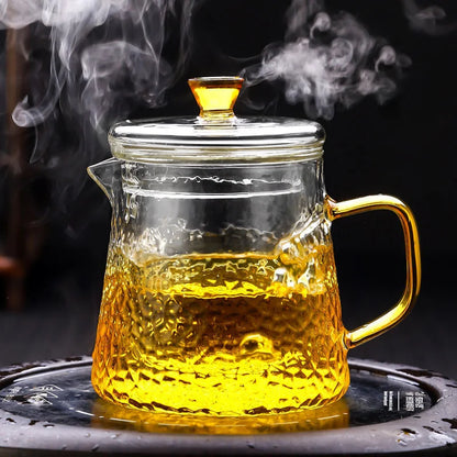 Heat-resistant Hammer-patterned Glass Teaware Thickened Tea Water Separation Filter Infuser Household Flower Teapot Fruit Teacup