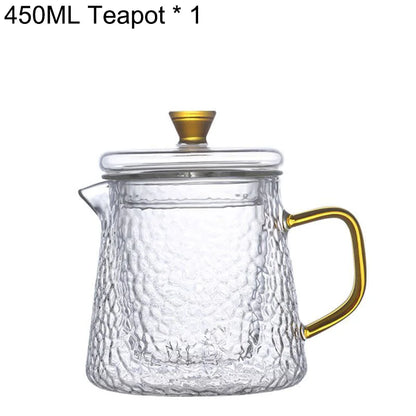 Heat-resistant Hammer-patterned Glass Teaware Thickened Tea Water Separation Filter Infuser Household Flower Teapot Fruit Teacup