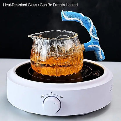 Heat-resistant Kungfu Tea Set Heater Magnetic Water Diversion Rotating Cover Bowl Lazy Semi-Automatic Fish Glass Teapot