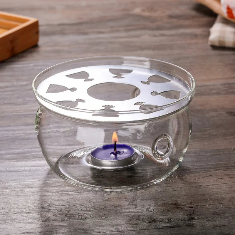 Heat resistant glass tea set round heating base tea warmer tea warmer glass insulation base candle