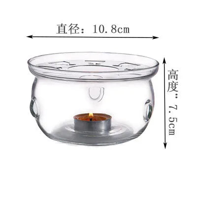 Heat resistant glass tea set round heating base tea warmer tea warmer glass insulation base candle